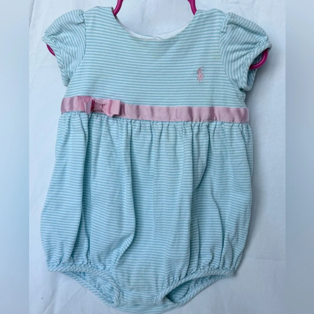 Polo Ralph Lauren baby girls' striped cotton romper